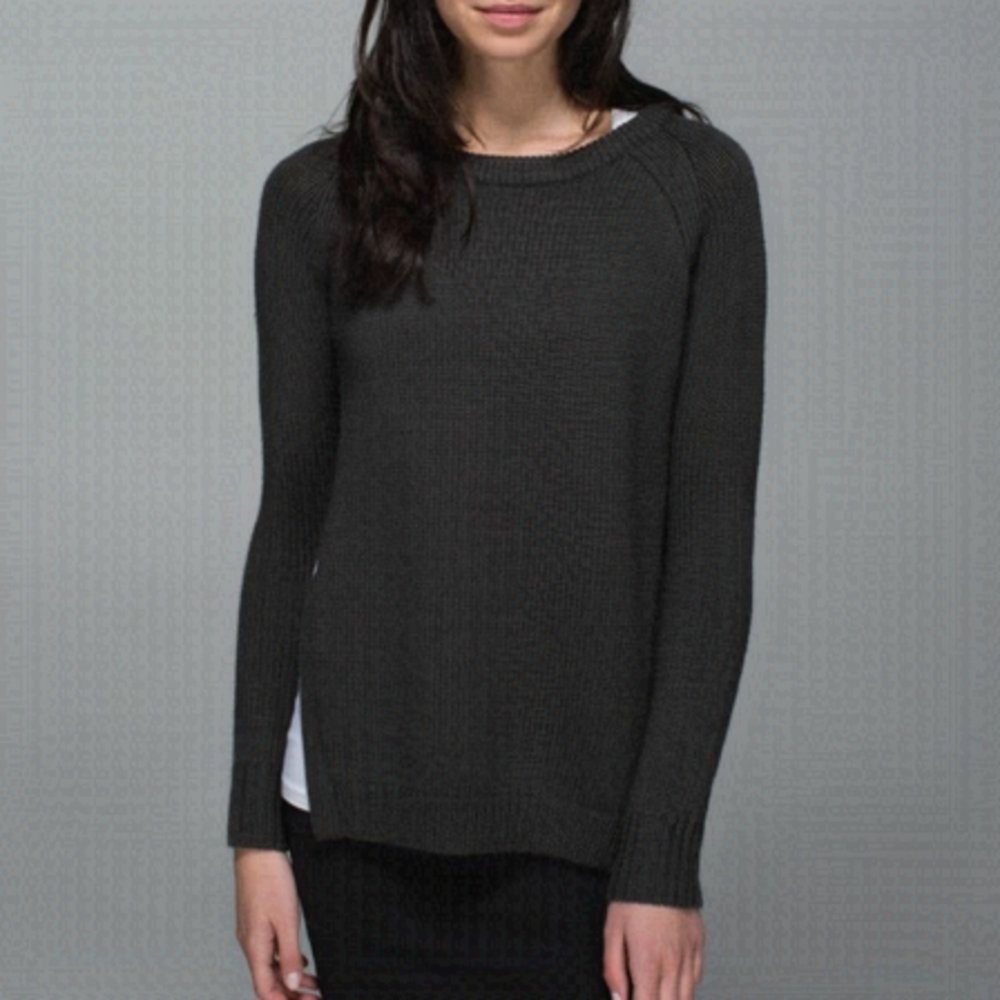 LULULEMON athletica yin to you sweater heathered dark wren merino wool